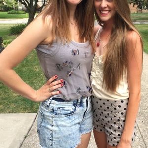 Free People Gray Beaded Tank